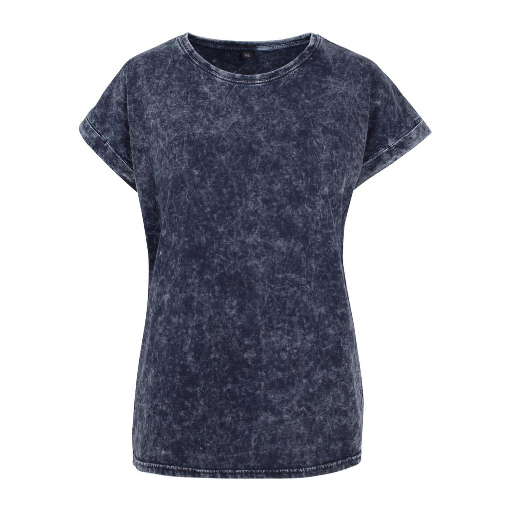Build Your Brand Womens/Ladies Acid Wash Extended Shoulder T-Shirt