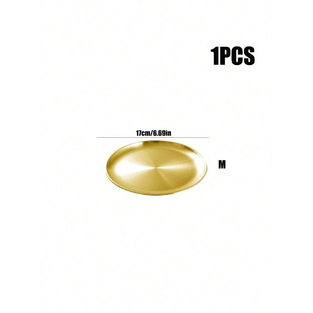 1/3pcs Stainless Steel Plate, Metal Round Dinner Plate Dessert/Salad Plate, Suitable for BBQ, Camping, Picnic, Party, Home Use