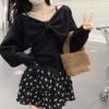 2025 Autumn Women's Two-Piece Sweater Set: Camisole Vest & Bow Long Sleeve Knit Top