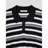 8SECONDS Multi-Stripe Collared Short-Sleeve Knit Black