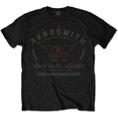 Aerosmith T-Shirt Back In The Saddle Band New Black Official