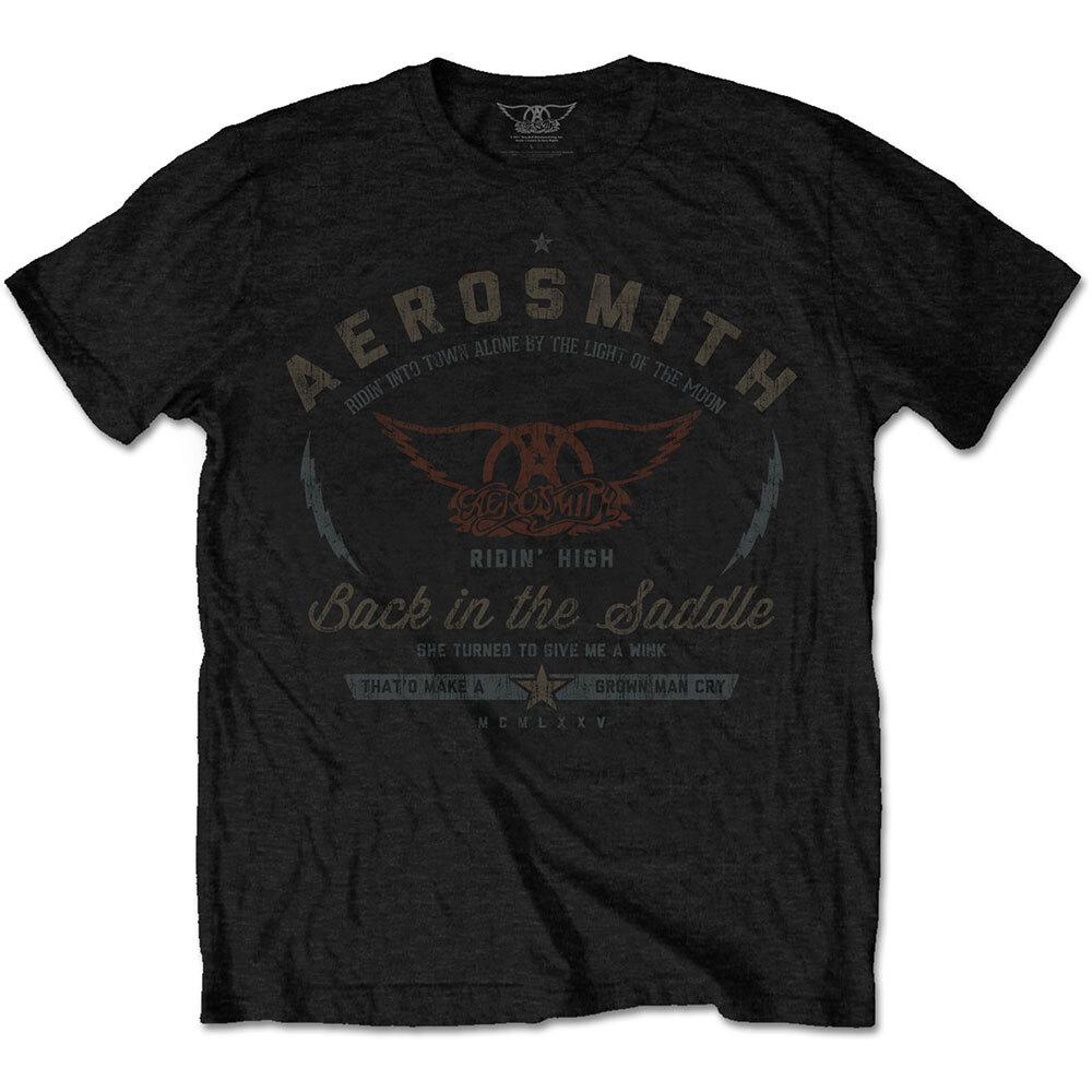 Aerosmith T-Shirt Back In The Saddle Band New Black Official