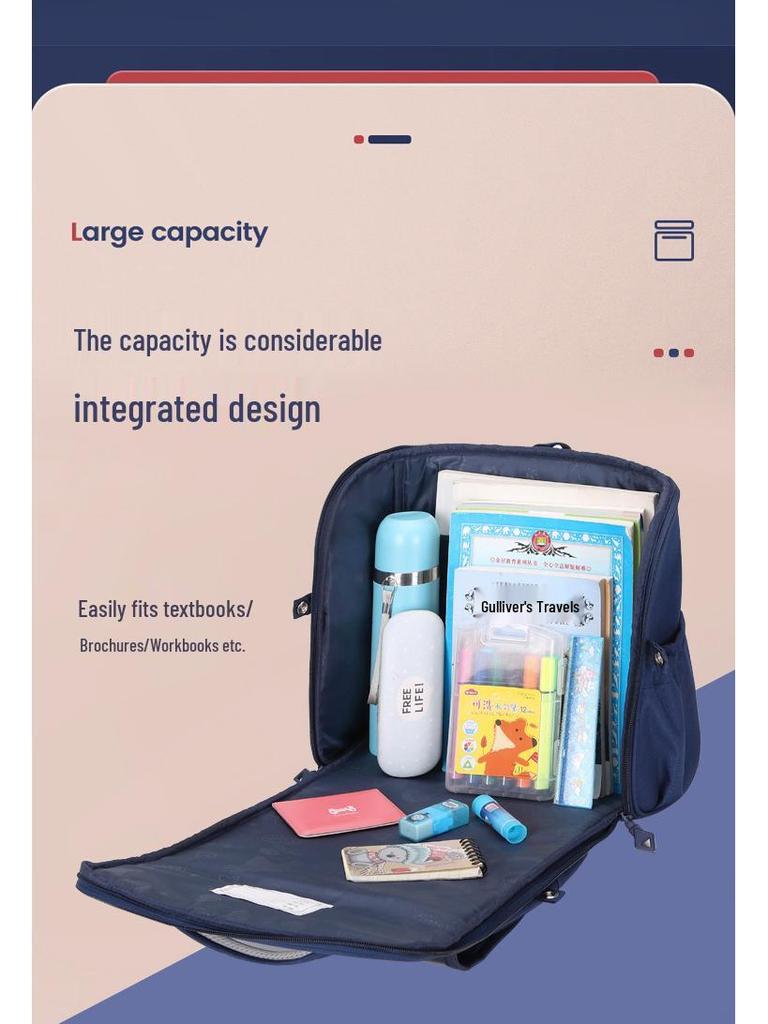 British-Style Lightweight Backpack for Elementary Students: 1-4 Grades, Spine Protection, Large Capacity