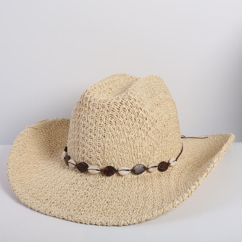 Popolare Cappello di Paglia Classico Western da Cowboy Estivo Vuoto con Ampia Tesa Cappello da Sole Cappello di Paglia Intrecciato a Mano