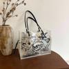 Streetwear Graffiti Clear PVC Tote Bags for Women Hot Sale Large Waterproof Shoulder Bag Casual Y2K Aesthetic Transparent Bag