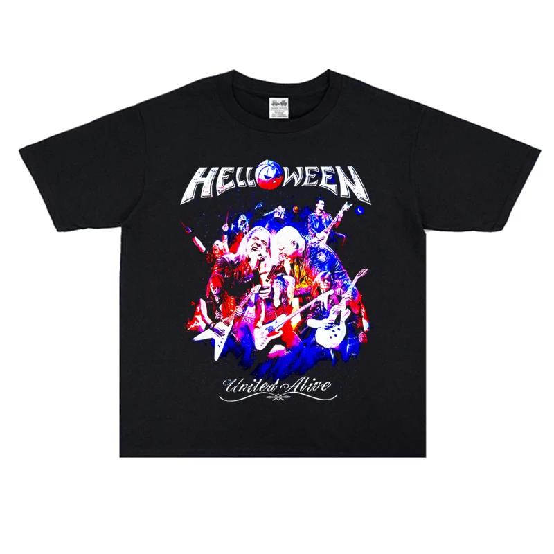 

Shortsleeved Tshirt for Unisex and Women leisure brand high quality printed with the GerUnisex Heavy Metal Rock band Helloween 4XL