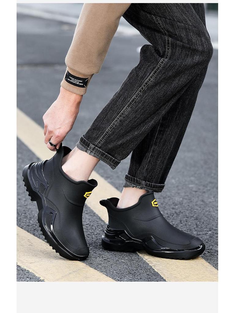 Trendy Men's Waterproof Rubber Rain Boots - Non-slip, Thickened, Sports Style  