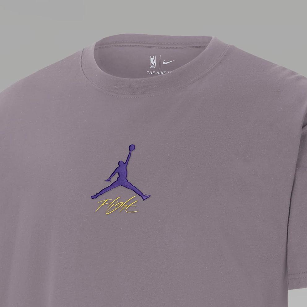 Jordan NBA Los Angeles Lakers Courtside Statement Edition Crew Neck Loose Fit Logo Short Sleeve T-Shirt Men Tops Purple-Smoke HF5434-524