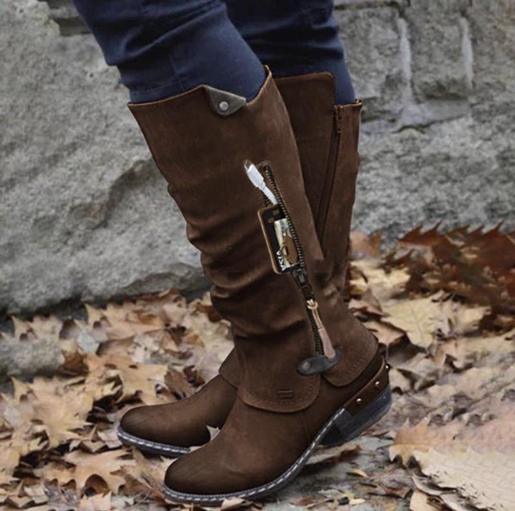 Zapatos De Mujer Botas De Vendaje Sólido Con Cremallera Y Pu Zapatos De Mujer Botas De Vendaje Sólido Con Cremallera Y Pu