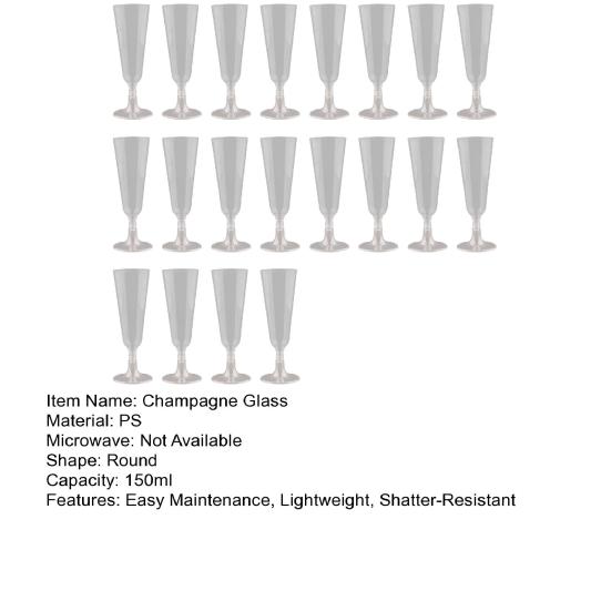20/40Pcs Disposable Champagne Glasses 150ml Clear Plastic Flutes Stemmed Wine Glasses for Weddings Parties Lightweight Shatterproof Party Cups