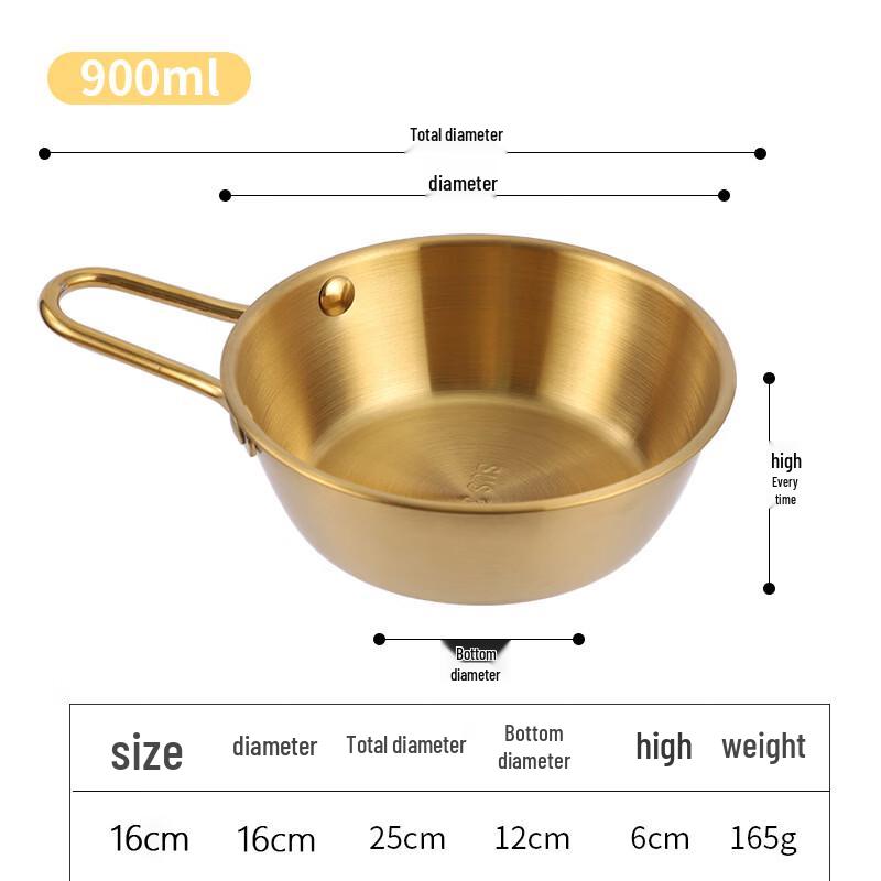 ZISIZ 304 Stainless Steel Gold Handled Serving Bowl