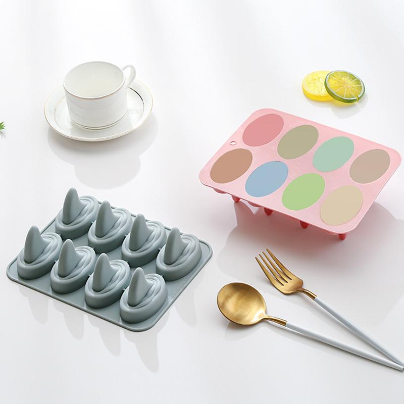 8-Loch Haifischflossenform Kuchen Silikonform Dreidimensionales Eisgitter Schokoladenform Backzubehör