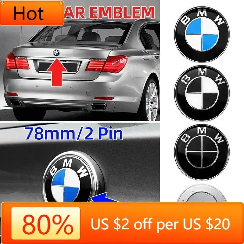 Neu 2025 1 Stück 78mm Kofferraum Heckklappe Emblem Abzeichen Für BMW 51141970248 E53 E66 2 Pins Silberne Basis Aluminium Aufkleber Blau Weiß