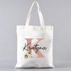 Custom Name White Canvas Tote Bag Large Capacity Foldable Supermarket Shopping Bag For Women Shopper Personalized Handbags