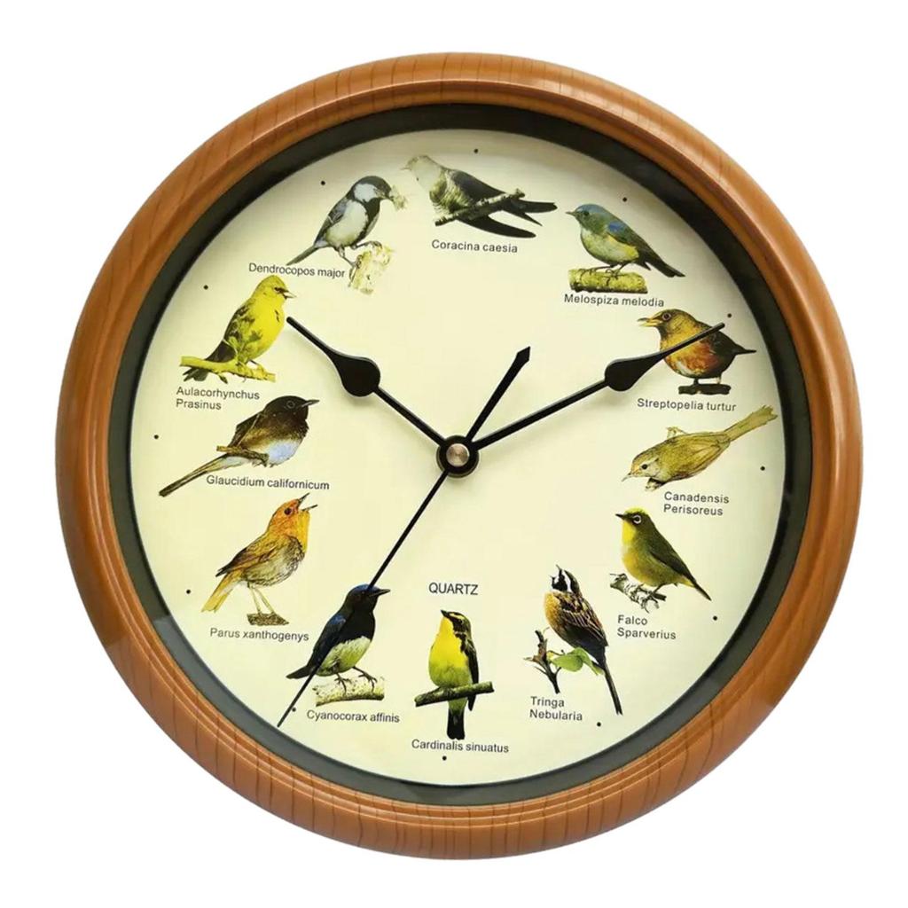 Bird Wall Clock,Decorative Clock Round Hanging Clock,Bird with Sound for