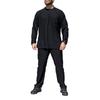 Men's Solid Color Loose Round-neck Patch Bag Breathable Sports Long-sleeved Top And Pants Two-piece Set