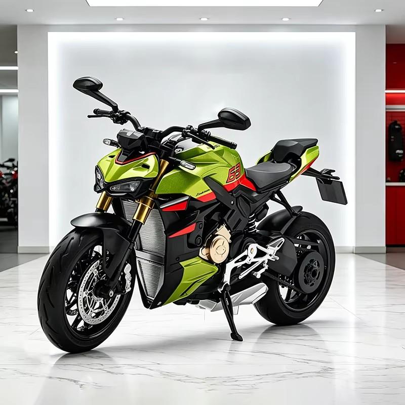 1:12 Streetfighter V4S Alloy Die Cast Motorcycle Model Vehicle Collection Sound and Light Off Road Autocycle Toy Car
