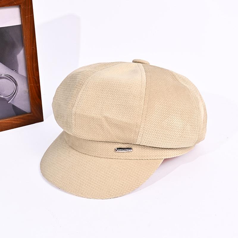 

Ретро шляпа женская осенне-зимняя теплая восьмиугольная шляпа повседневная универсальная шляпа, подчеркивающая лицо, шляпа маленького художника average size