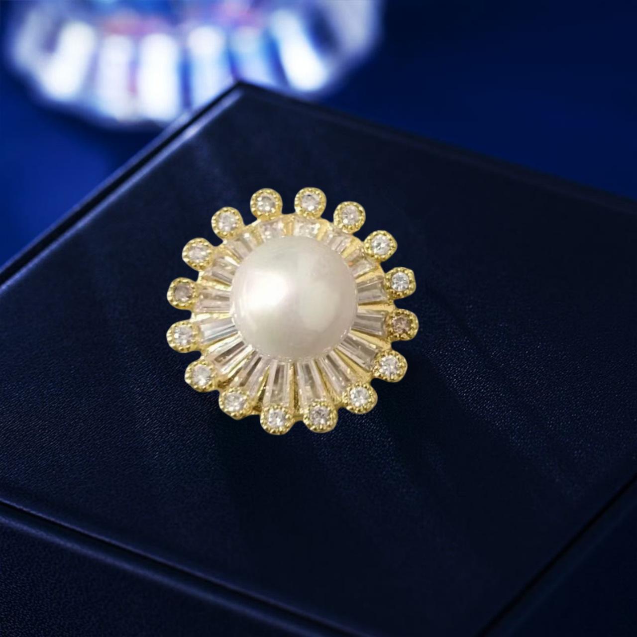 

Цветочная магнитная пряжка брошь High Sense Niche Изысканный жемчужный корсаж Sweet Temperament Универсальные аксессуары для одежды Electroplated real gold золотой