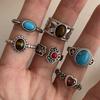 Xiaomi 925 Sterling Silver Rings for Women Couple Minimalist Handmade Vintage Blue Stone CZ Ring Party Jewelry Gift Prevent Allergy