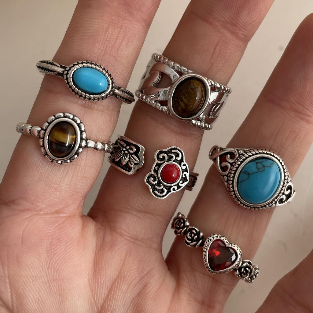 Xiaomi 925 Sterling Silver Rings for Women Couple Minimalist Handmade Vintage Blue Stone CZ Ring Party Jewelry Gift Prevent Allergy