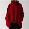 Casual Women's Loose Solid Color Warm Long Sleeve Sweatshirt with High Collar Autumn Winter Clothes Size S-5XL Pocket