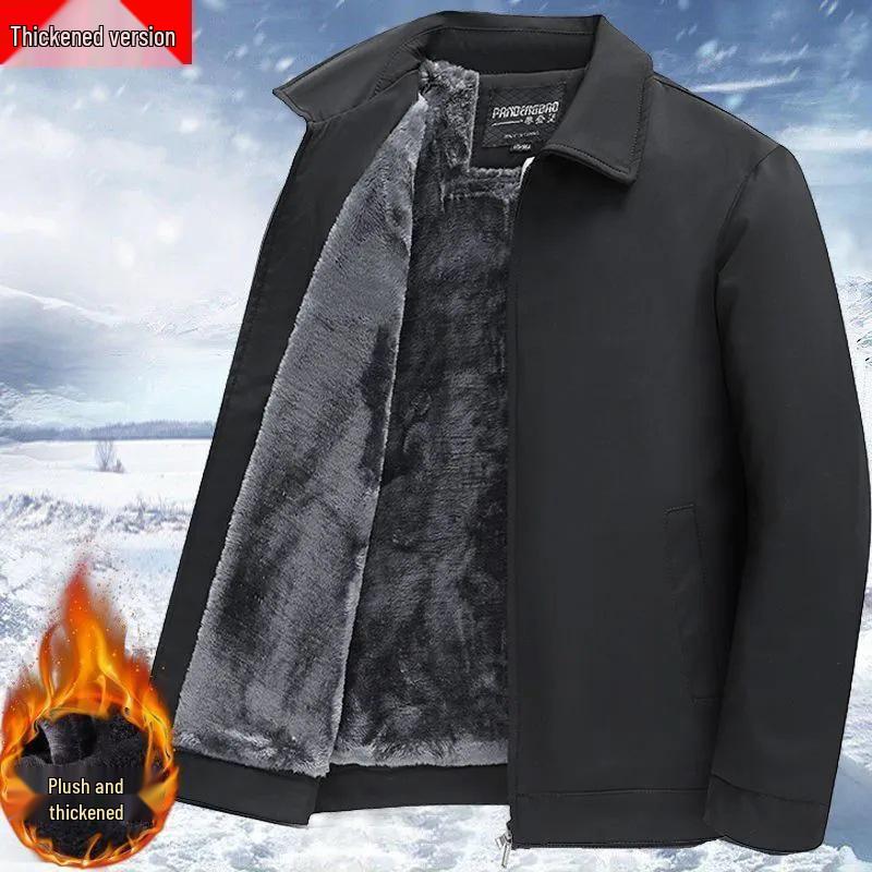 Men's Plus Velvet Jacket for Middle-aged & Elderly - Thick Winter Coat for Dad & Grandfather