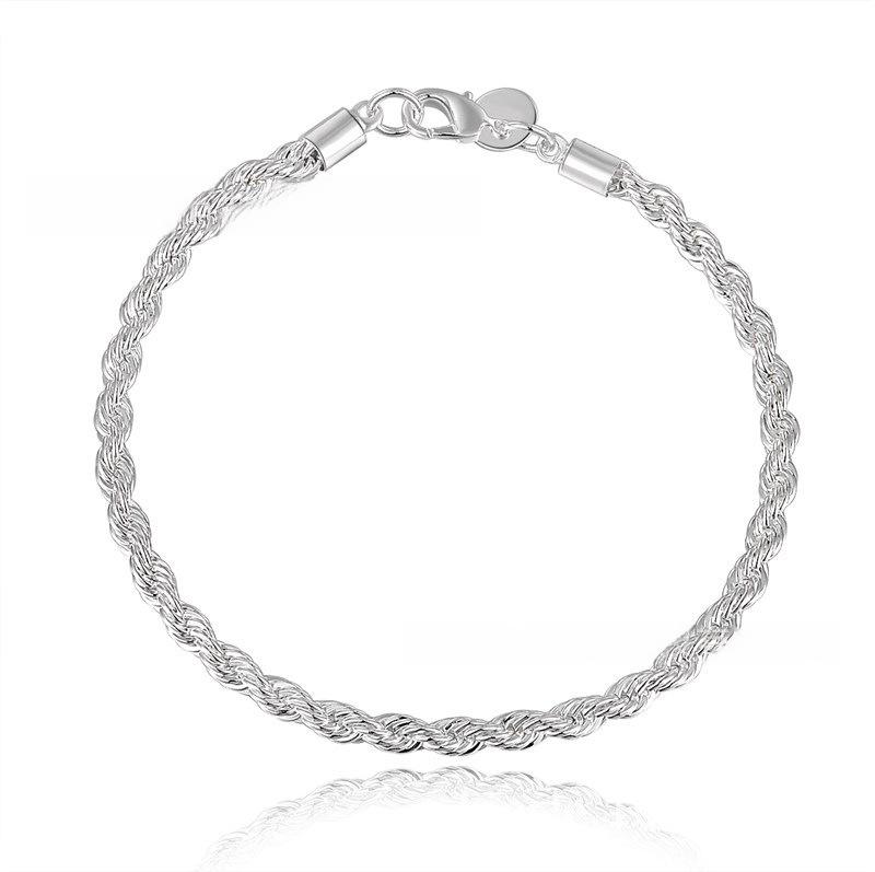 

Stylish Silver Twist Rope Bracelet - European & American Trend 4MM