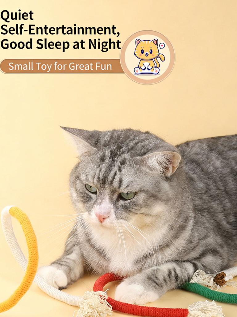 1 PC Cat Toy Interactive Cotton Rope Self-entertainment, Stress Relief, Chewing Toy Safe Cat Pet   Supplies