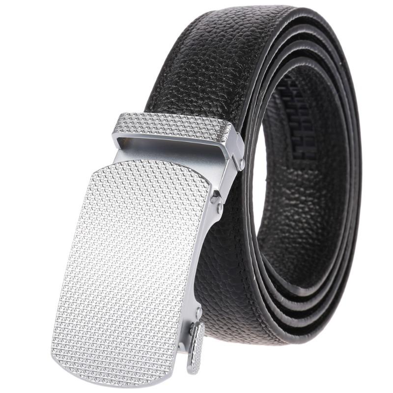 Alloy Automatic Buckle Top Grain Leather Belt - Men's Leather Belt - Genuine Leather Belt