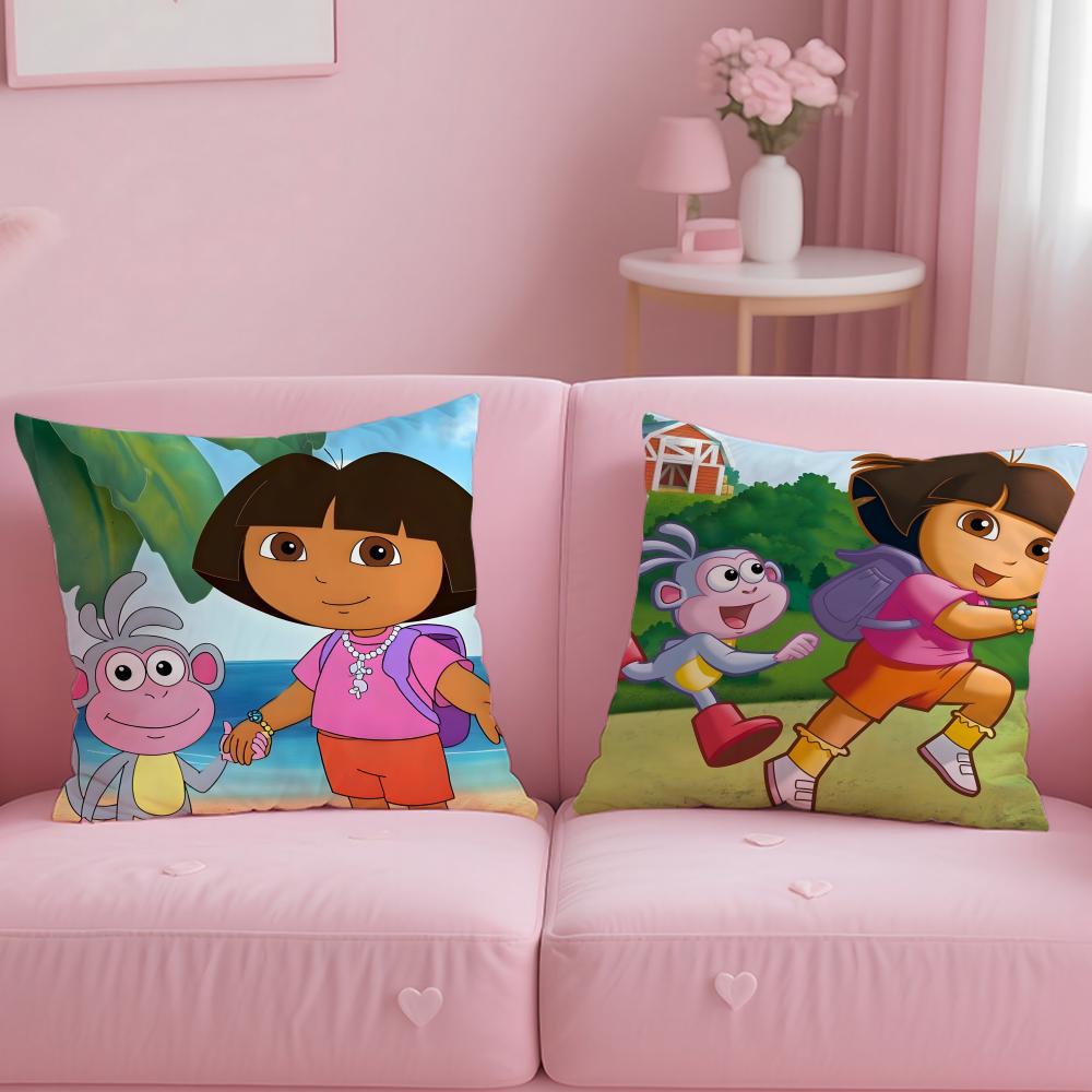 Anime Cute D-Dora the E-Explorer Cushion Cover Comfortable Reversible Pillow Cover Ideal for Car Sofa Bedroom & Beyond