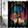 Duschdraperi med förtrollad skogsträd, Dekorativt duschdraperi för badrum, Vattentätt duschdraperi med krokar
