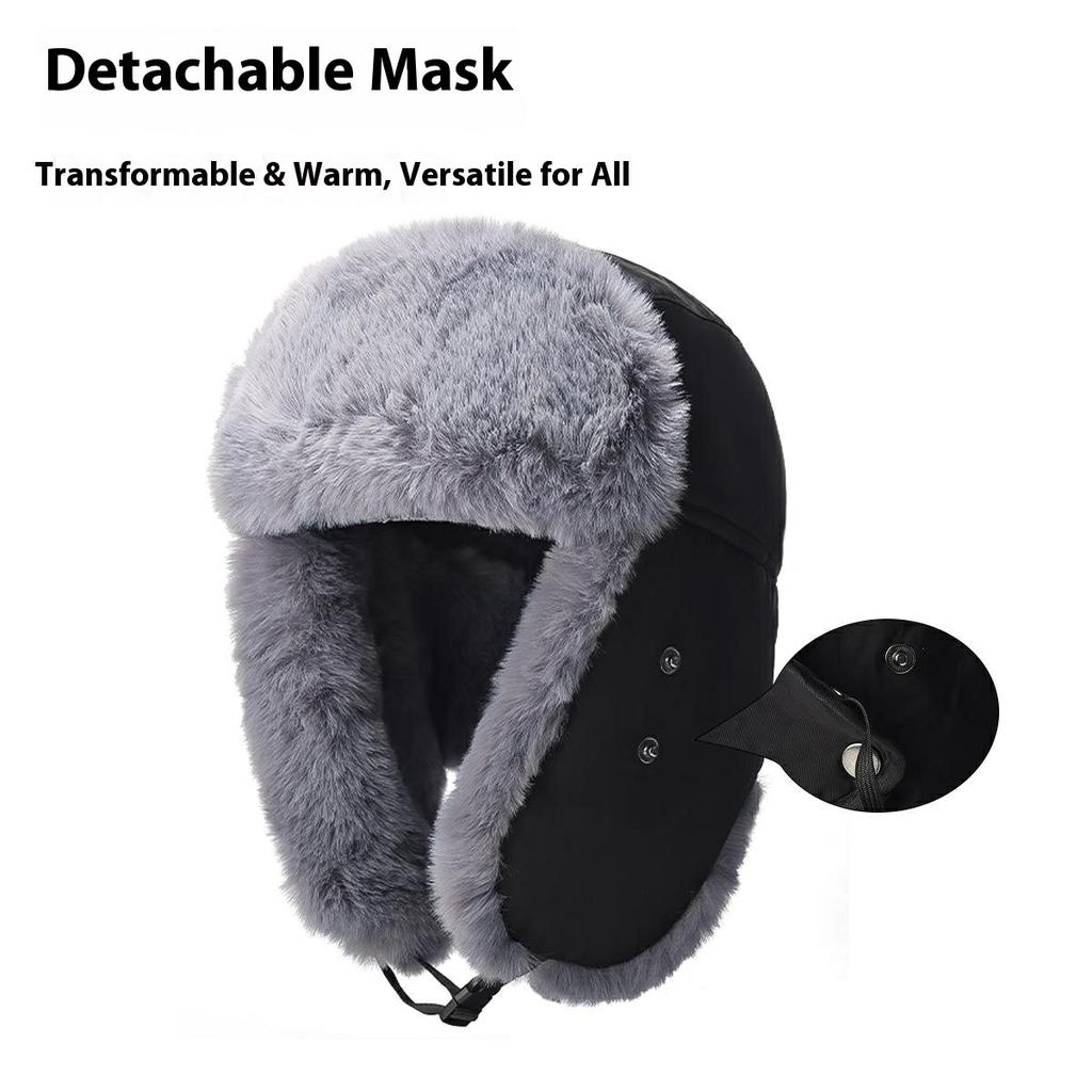 Winter Trapper Hat Thick Fleece Lined Ear Flap Windproof Cap for Men Outdoor Cycling/Hiking