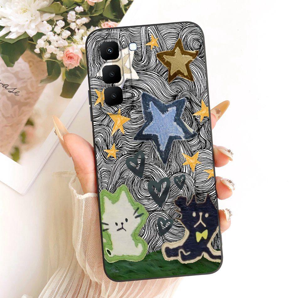 For Infinix Hot 70 X6895 Cute Cat Flower Cartoon Phone Case For Infinix Hot70 Soft Silicone Covers Bumpers