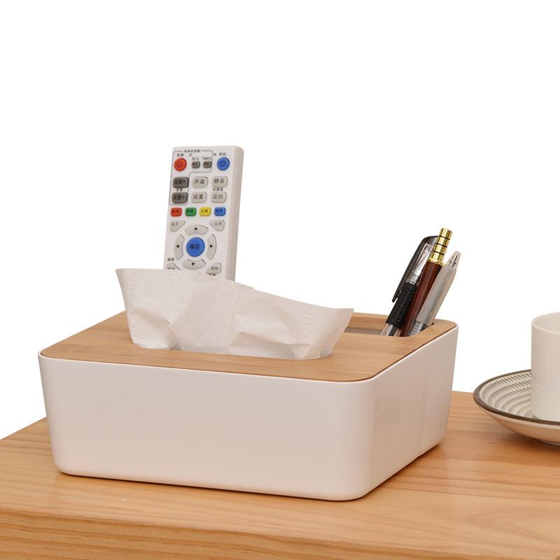 Nordic Bamboo Cover Tissue Box for Bedroom, Living Room, Hotel - Creative Desktop Napkin Storage with LOGO
