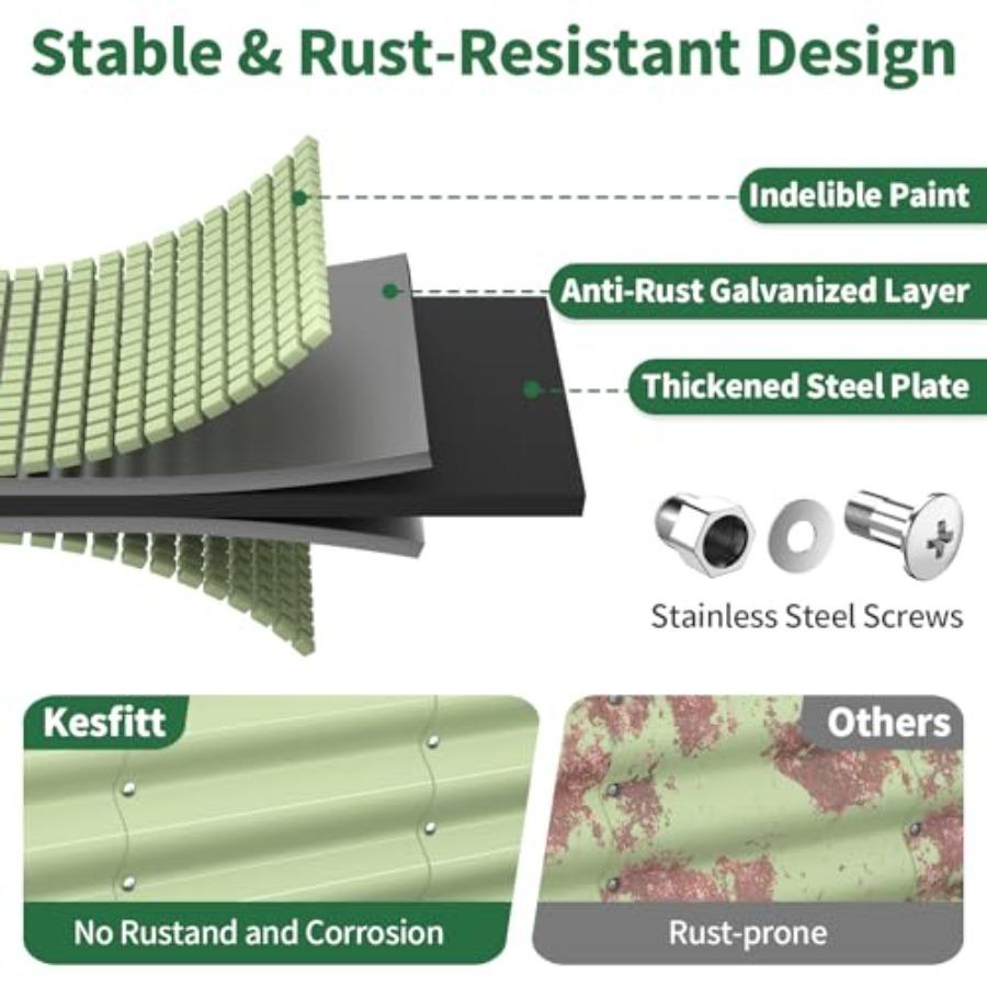 Raised Garden Bed Metal Galvanized Steel Oval Garden Bed 8x2x1.5 Ft with 18-Inch Deep Open-Bottom Design for Outdoor Vegetable