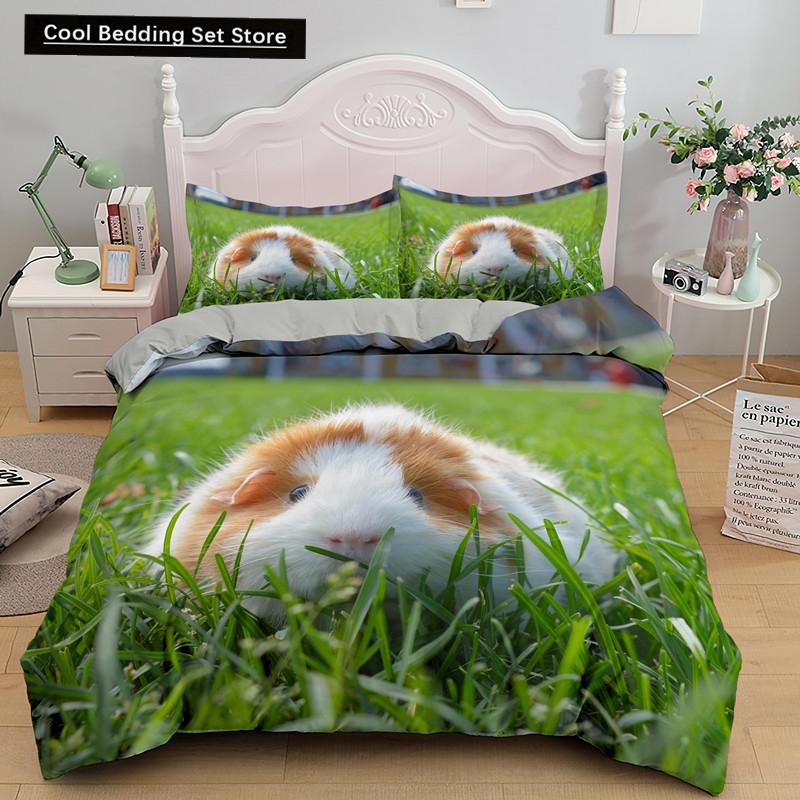 3D Marsvin Påslakan King Queen Härligt Hamster Sängklädesset För Barn Pojke Flicka Djur Husdjur Mus 2/3 Delar Polyester Täcke