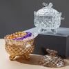 European-Style Glass Tripod Butterfly Transparent Storage Jar,Jewelry Organizer Glass Jar With Lid Candy Container Decoration