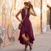 Women's Fashionable Color Sleeveless Retro Casual Lapel Zipper Ruffle Hem Dress