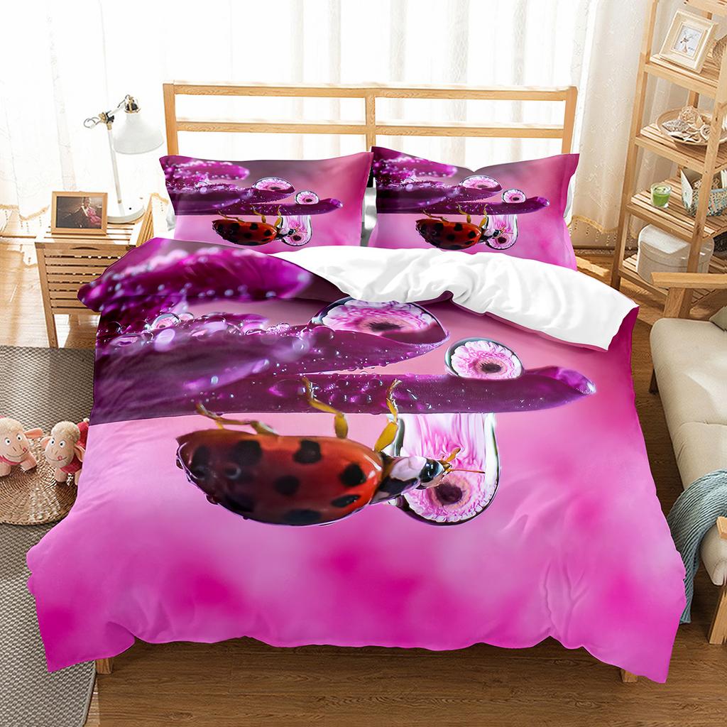 Spider Insect King Queen Duvet Cover Cute Microscopic Animal Bedding Set Natural Creatures Quilt Cover Polyester Comforter Cover