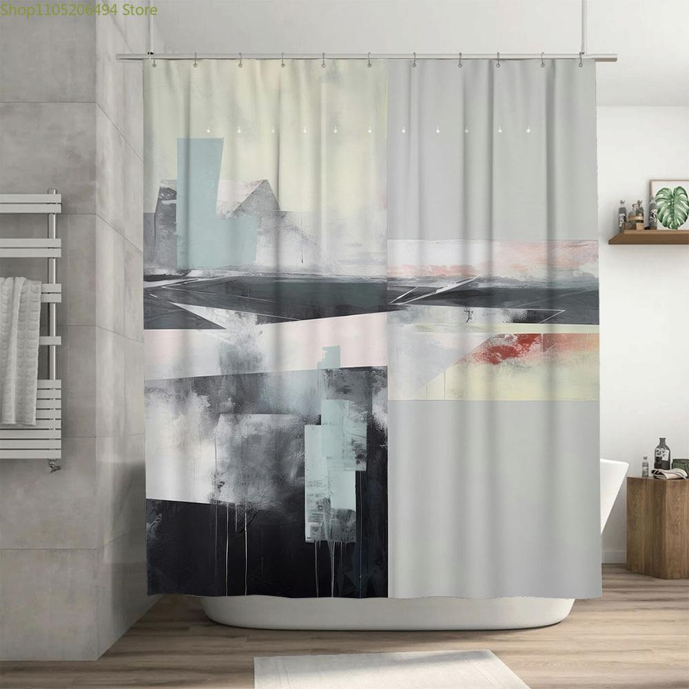 Modern Cityscape Bath Shower Curtain with Artistic Design 72x84 Inches Watercolor Print for Bathroom Decor