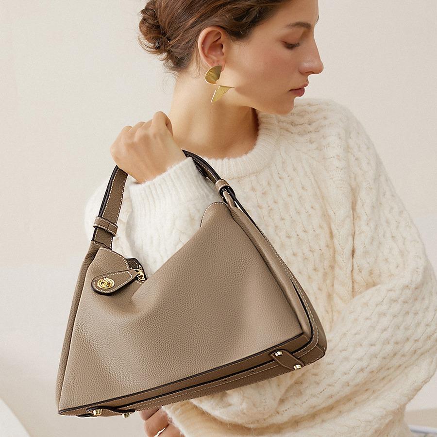 Nova bolsa feminina de couro genuíno de alta qualidade, bolsa de ombro crossbody, bolsa feminina elegante de axila, bolsa feminina Grand