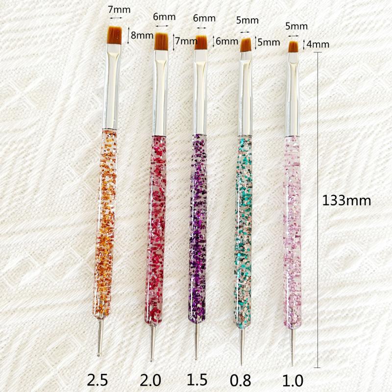5Pcs Dual-Ended Nail Art Brushes And Dotting Pens Set, Professional Manicure Detailing Tools, French Nail Art Pen Kit