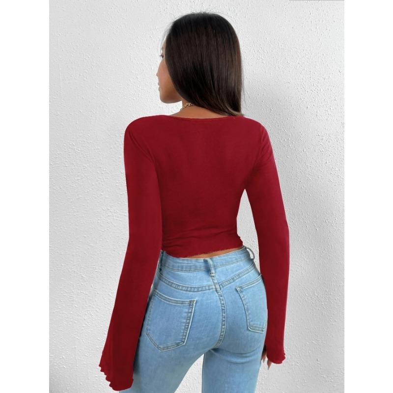 DAFIFY Chemisiers et chemises décontractés pour femmes, mode printemps-automne, couleur unie, imprimé, manches longues, col en v