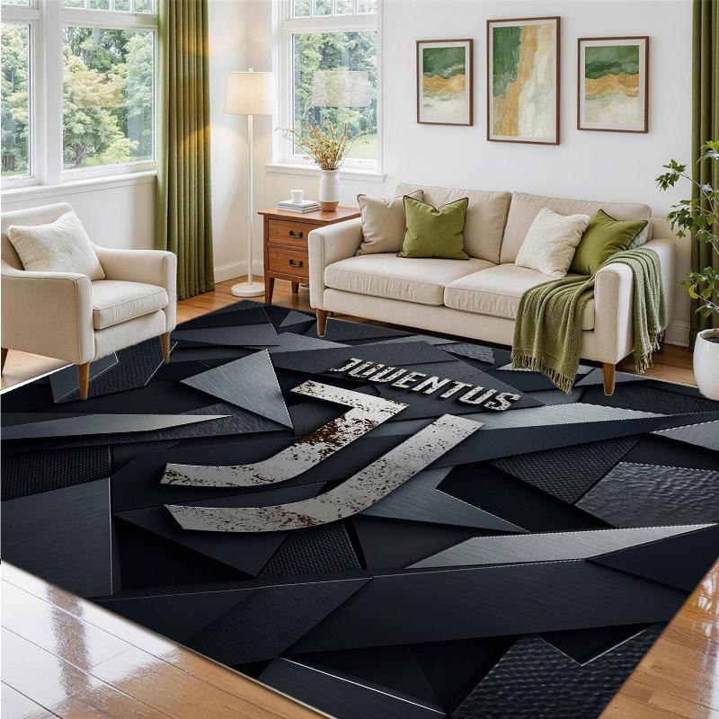 Juventus FC Design Crystal Velvet Rug Soft Decorative Mat for Bedroom Entrance