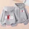 Kids Zipper Style Cardigan Coat Fashion Letter Loose Sweatshirt Toddler Boy Girl 3-14 Yrs Hoodie Casual Brand Sports Top Clothes