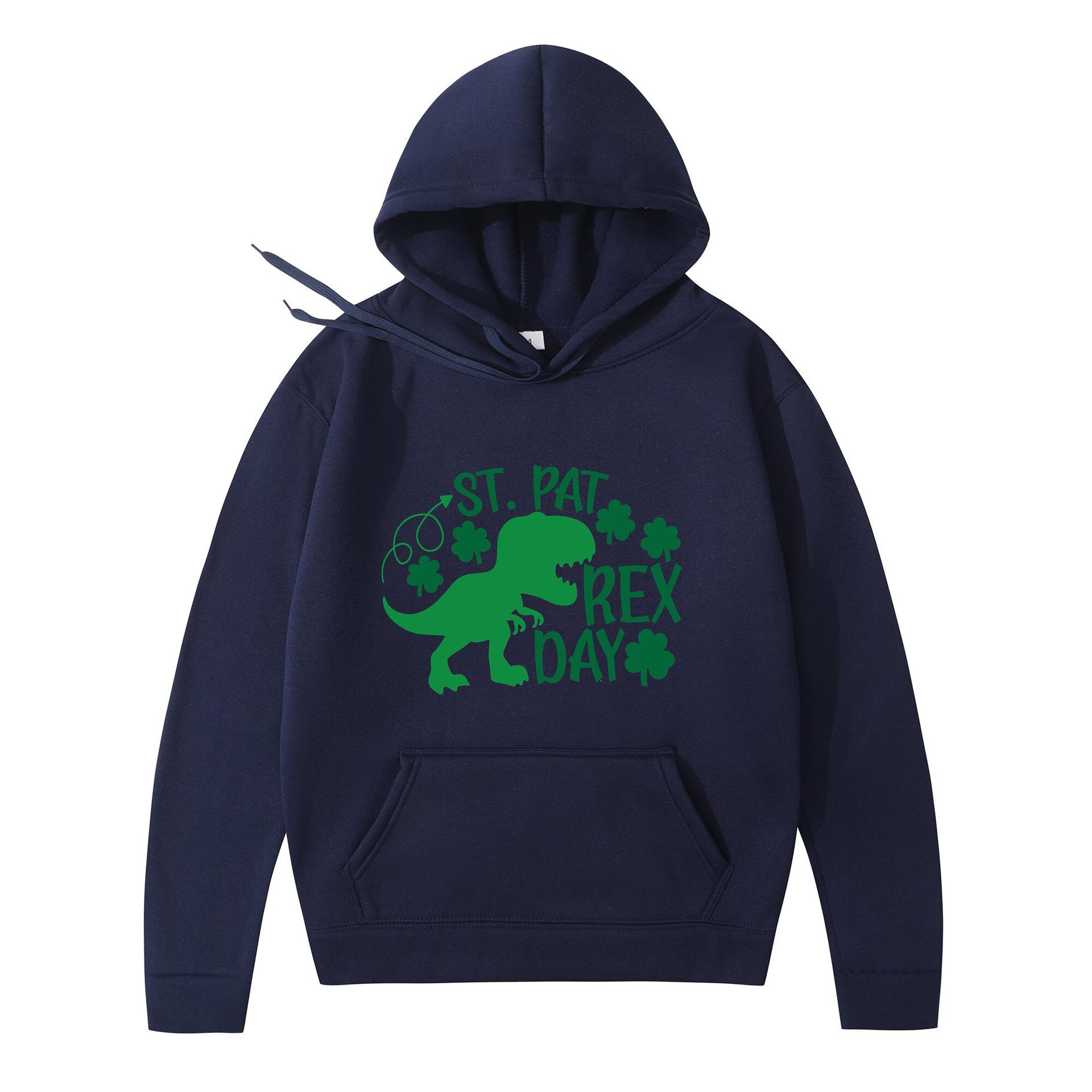 

2025 Новая толстовка с капюшоном, свободная, с принтом букв и клевера-четырехлистника, однотонная, с карманом-кенгуру и кулиской, в стиле колледжа, джокер-топ 3XL тёмно-синий