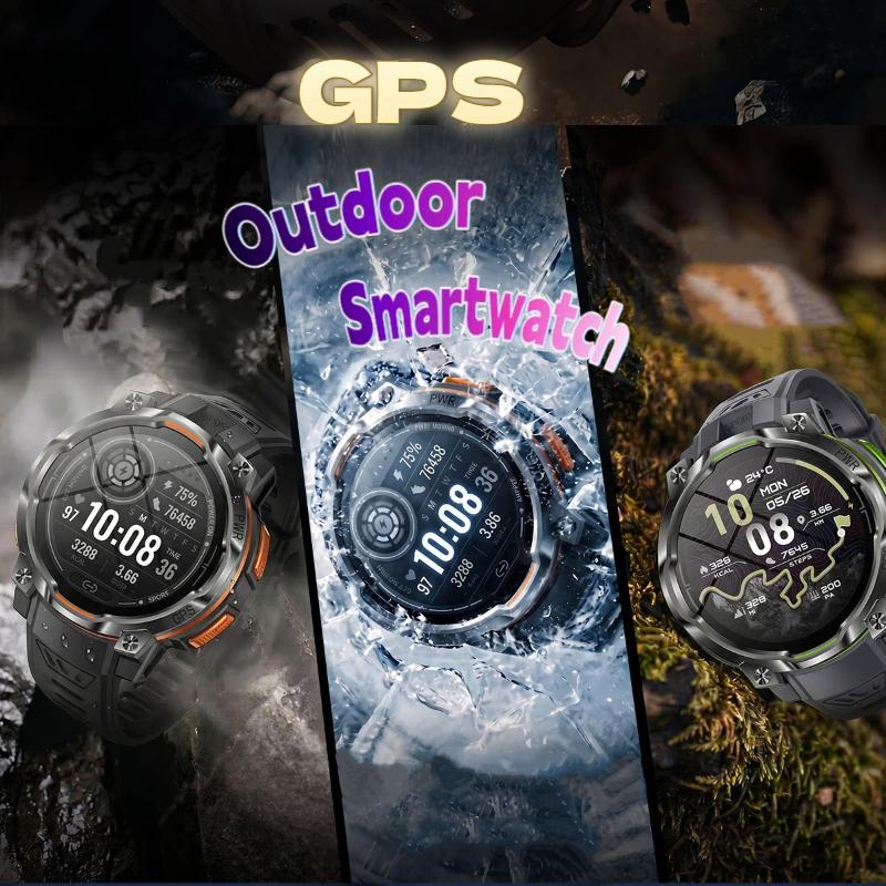 New GPS Outdoor Smartwatch, 1200mAh Battery, Compass, IPX8 Waterproof
