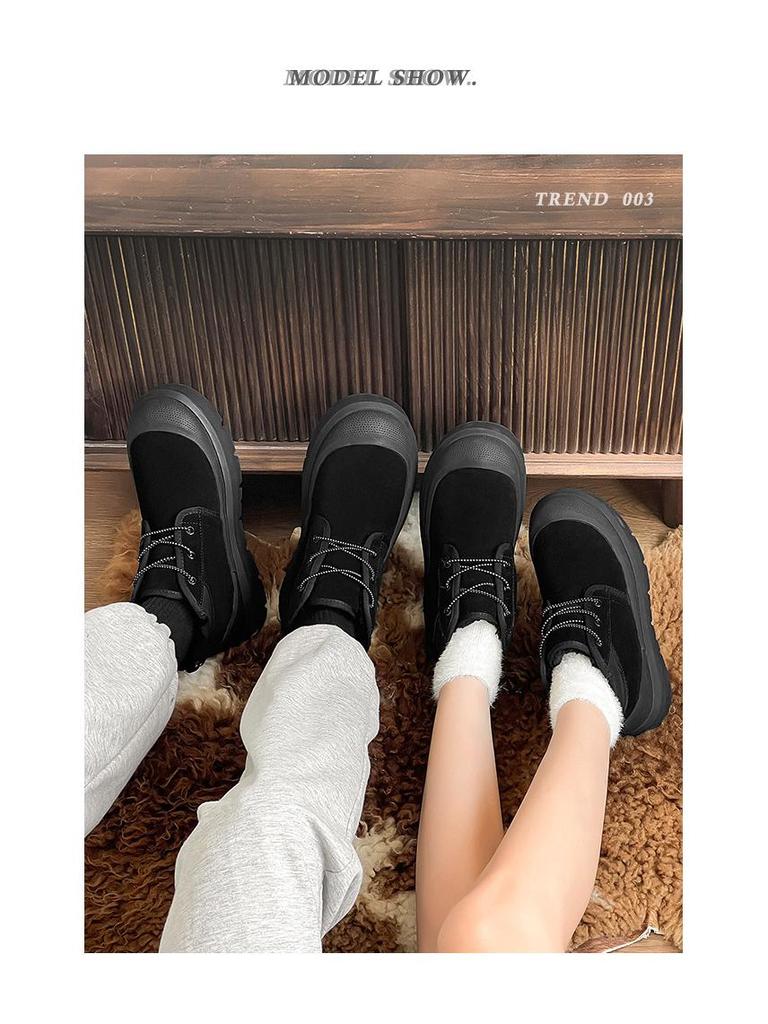 Unisex Dicke Sohle Plus Samt Warme Mid-Cut Martin Schneestiefel 3338