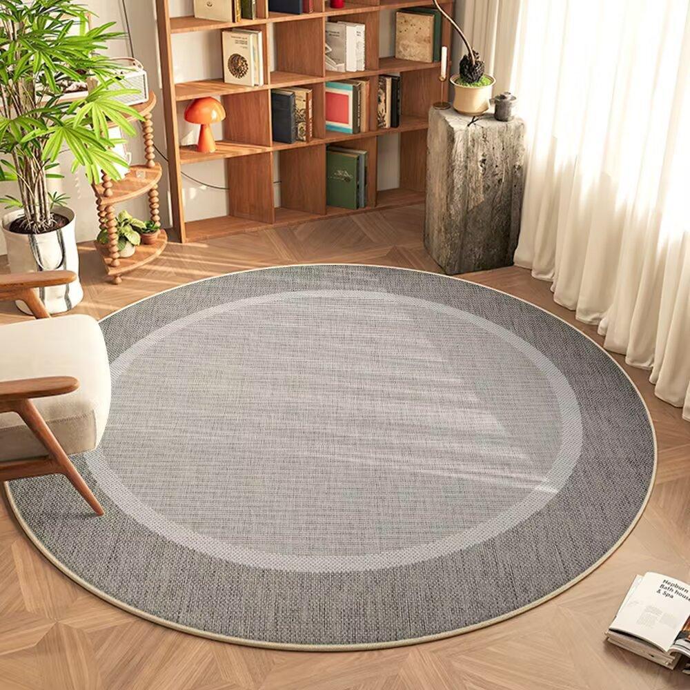Minimalist Home Round Carpet Textured Surface Print Mat Boho Living Room Study Bedroom Kitchen Indoor and Outdoor Non-slip Rug